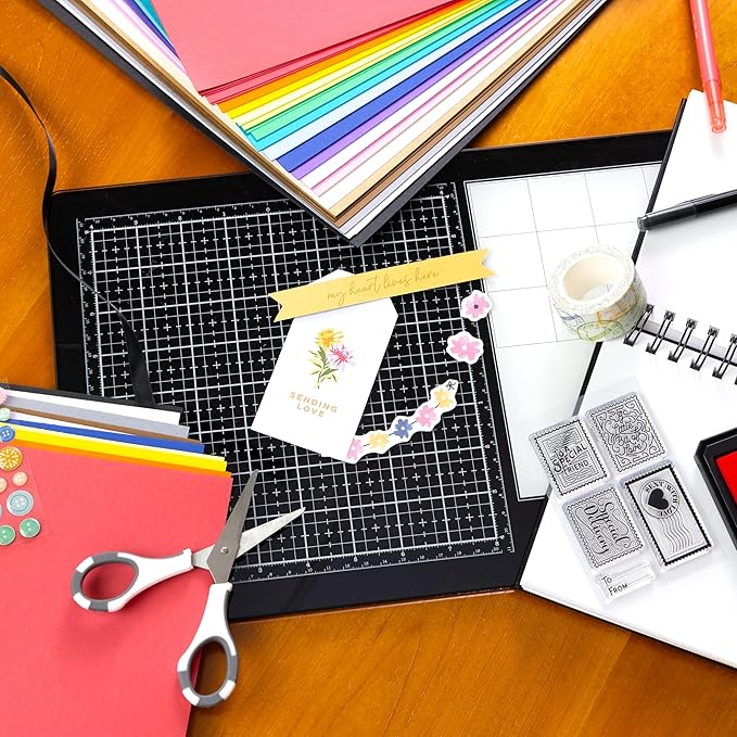 Cardstock 12 x 12 Paper Pack - 65lb Card Stock for Crafts, Cardmaking, Art Projects - 100 Square Scrapbook Sheets, 20 Assorted Colors - Double Sided with Solid Core, Kaleidoscope