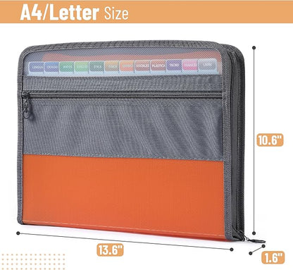 Mr. Pen- Accordion File Organizer, 13 Pockets, Orange, Letter A4 Paper Document Accordion Folder, Expanding File Folder with Sticky Labels, Accordion File Folder Document Organizer