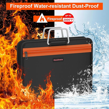 Fireproof Accordion File Organizer with 13 Pocket, Document Organizer with Handle & Labels, Expanding File Folder Multi-Layer Portable Home Travel Storage for Letter A4 Files and More