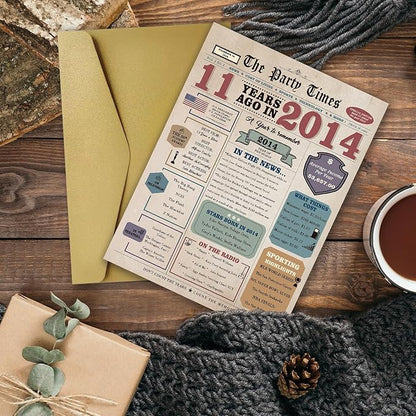 11th Birthday Card, 11 Year Old Birthday Gift for Daughter Son, Retro 11th Birthday Decorations for Boys Girls