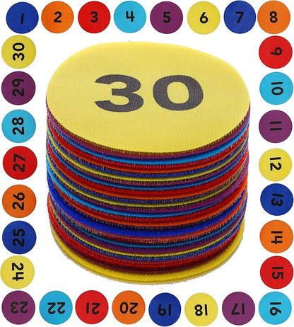 Carpet Markers 5" for Kids, Multicolor Spot Circle Markers for Classroom Teachers, Preschool and Kindergarten (30 Packs of Number)