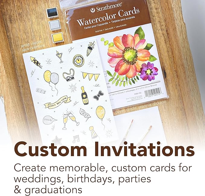 Strathmore Watercolor Cards, 5x6.875 inches, 100 Pack, Envelopes Included - Blank Greeting Cards for Weddings, Events, Birthdays