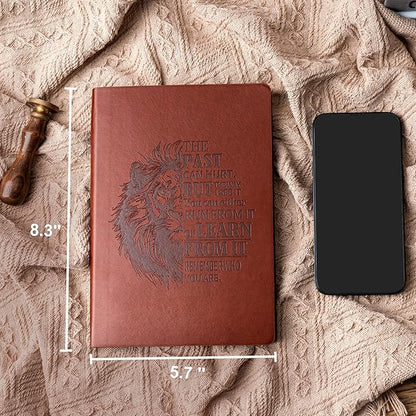 Leather Journal for Men Soft Cover 256 Pages Lined Journals for Writing A5 Lion Journaling Notebooks Vintage Inspirational Diary, 5.7" x 8.3", Red