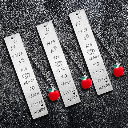 3PC Big Hearts to Teach Little Minds Teacher Bookmark Presents Retirement Christmas Birthday Thank You Bookmark Gift for Teacher