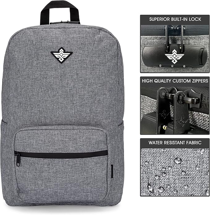 Legend Laptop Backpack with Anti Theft Combination Lock Weather Resistant (Black)