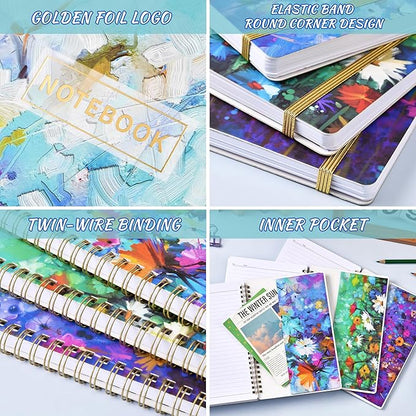 Spiral Notebook - 3 Pack A5 Ruled Journal Notebook, 8.3'' × 6'', 3 × 160 Pages, Journal for Women, College Ruled Notebook, Spiral Notebook with Back Pocket, Great Notebooks for School, Home & Office