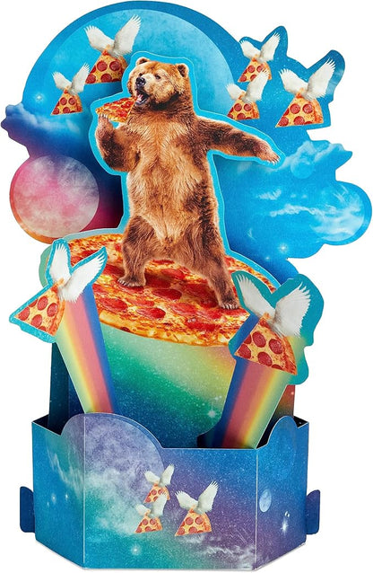 Hallmark Funny Pop Up Birthday Card for Him (Pizza Bear) Paper Wonder Shoebox 3D Card