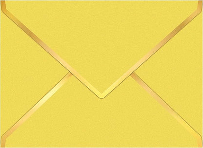 60 Pack Gold Envelopes 5x7 Bulk Yellow, 250G Pearled Cardstock A7 Envelopes for Invitations Business Mailing Envelope with Gold Foil Border, A6 4x6 Envelopes for Wedding Baby Shower Cards