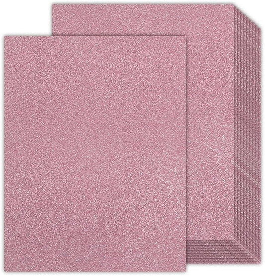 Pink Glitter Cardstock 8.5x11 Double-Sided 24 Sheets, Goefun No-Shed Glitter Paper 280GSM/100lb Pink Card Stock for Valentine Cards, Gift Wrapping, Birthday, Anniversary, Greetings