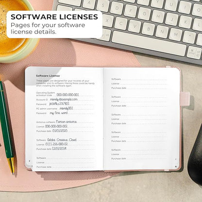 Clever Fox Password Book with Alphabetical tabs. Internet Address Organizer Logbook. Small Pocket Password Keeper for Website Logins (Rose Gold)