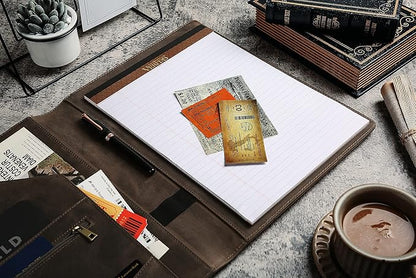 Personalized Leather Portfolio for Men, Engraved Leather Clipboard Portfolio Binder, Custom Leather Legal Pad Padfolio, Christmas Gift for His/Her (Notepad, Grey-Standard)