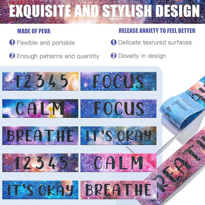 Laumoi 50 Pcs Anxiety Sensory Stickers Textured Calming Strips Tactile Rough Sensory Calm Stickers Adhesive Textured Tape Fidget Pack Anti Stress Strips for Adults(Starry Sky Style)