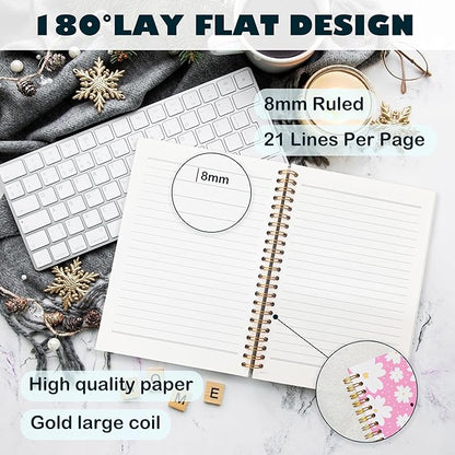 BearCake It's A Good Day To Be Happy Inspirational Notebooks, Cute Notebooks, Pink Aesthetic Notebook, Floral Notebook, Pink Office Supplies, Hardcover Spiral Notebook 5.5x8.3