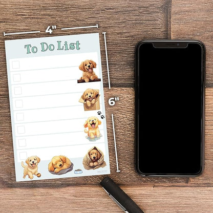 Golden Retriever Sticky Notepad to Do List | Kawaii Lover Gifts for Women | Office School Supply Dog Sticky Notes 4"x6" 50 Pages