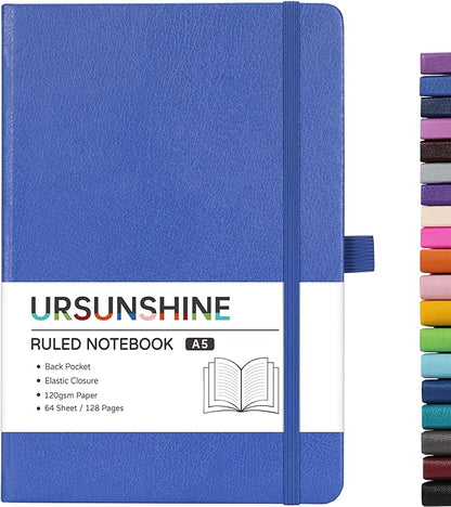 Ruled Notebook/Journal - Classic Lined Journal/Notebook, 5.3'' x 8.26'', Hardcover with Thick Paper, Banded + Pen Holder +Inner Pocket - Violet