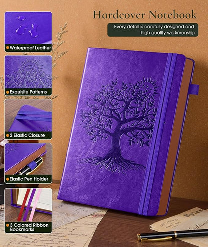 Vintage Leather Journal - 300 Page Lined Journal Notebook with Numbered Pages,A5 Notebook for Women Men,Travel Diary,Daily Journal for Writing, Note Taking, School & Work (5.8" x 8.3")