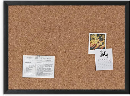 U Brands Cork Bulletin Board, 18" x 24", Black Wood Frame (026U00-01)