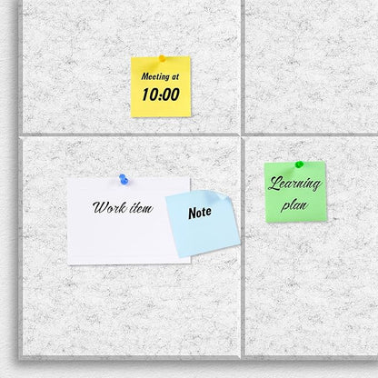 Large Cork Board for Office White Grey Felt Board Alternative-12 Pack Felt Wall Tiles for Office Wall Decor,Felt Bulletin Board Tiles,Push pin Board Wall Organizer for Office