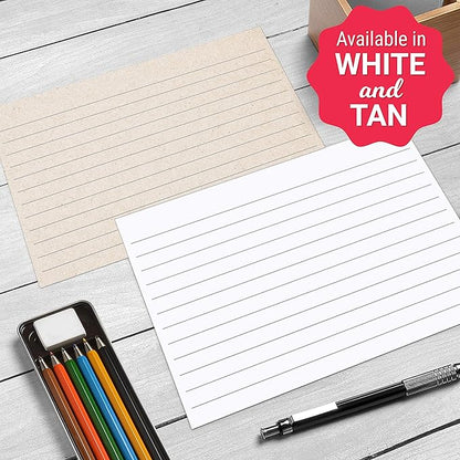 321Done Ruled Index Cards - Made in USA - Large 4x6 (Set of 50), College-Ruled Lined Notecards Double-Sided, Thick Heavy Duty Cardstock, Simple Note Cards with Lines, White