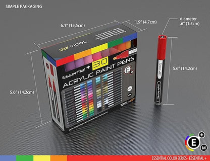 Acrylic Markers, Paint Pens Assorted Vibrant Markers for Rock Painting, Canvas, Glass, Mugs, Wood, Ceramic, Fabric, Metal, Scrapbooking. Non Toxic, Quick Dry, Multi-Surface, Lightfast (MEDIUM)