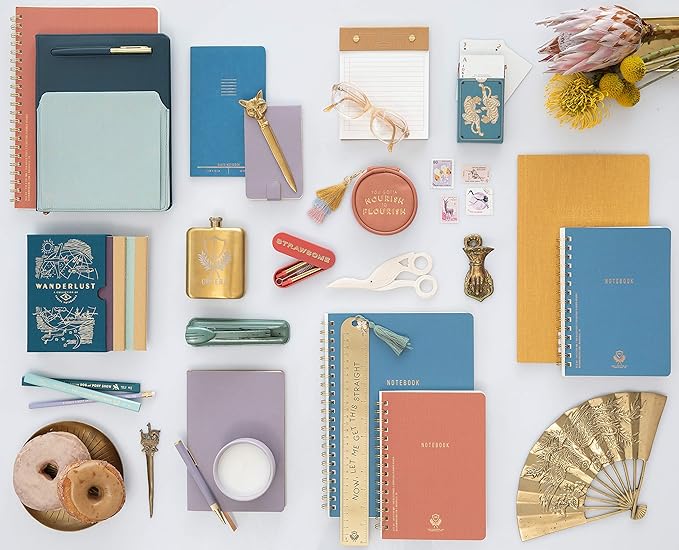 DesignWorks Ink 8.25" x 11.6" Terracotta Textured Paper Twin Wire Spiral No. 1 Notebook Journal with 160 Lined Pages for Work, Writing, Journaling