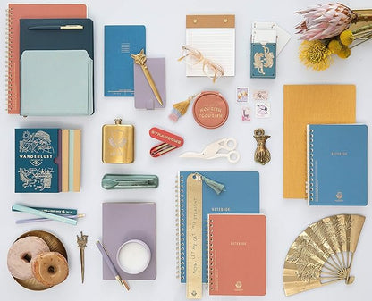 DesignWorks Ink 8.25" x 11.6" Terracotta Textured Paper Twin Wire Spiral No. 1 Notebook Journal with 160 Lined Pages for Work, Writing, Journaling