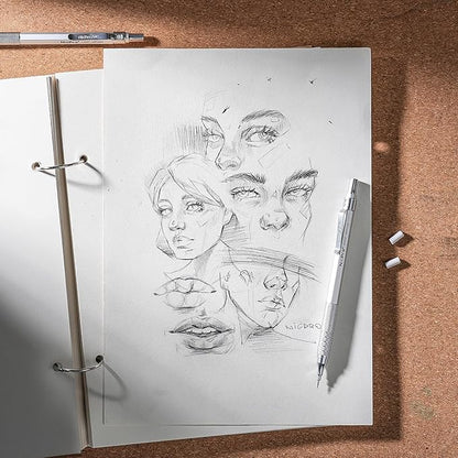 Nicpro 2 PCS Mechanical Pencil 0.5mm & 0.7 mm with Case, MP1000 Metal Artist Pencil Set with 6 Tubes HB Lead Refills, 3 Erasers, 9 Eraser Refills For Art Writing Drafting, Drawing, Sketch, Silver