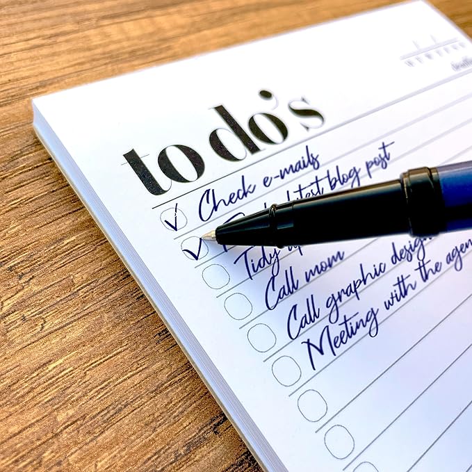 To Do List Notepad - 2 Pack, A5 Size (8.3"x5.8") Premium Thick Paper With Cardboard Back Support, Undated Daily Planner Notepad, Daily To Do List Notebook, Ruled Pages, Checkboxes, Deadline Column.