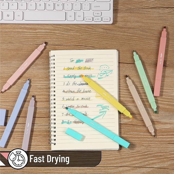 Mr. Pen- Dual Tip Aesthetic Highlighters, 8 pcs, Fine & Chisel Tips, Pastel Colors, Cute Highlighters Assorted Colors, Bible Highlighters and Pens No Bleed Highlighters for Bible Pages No Bleed