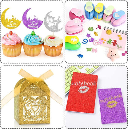 24 Sheets Purple Glitter Cardstock Paper, A4 Premium Sparkly Paper for Scrapbook, DIY Projects, Party Decoration, Gift Box Wrapping 250GSM/92lb