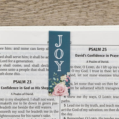 Christian Art Gifts Magnetic Scripture Bookmark Set for Women: That Joy May Be in You - John 15:11 Inspirational Floral Magnetic Bible Verse Pagemarker Set of 6 for Bibles and Books, Size 2.3” x 0.8”