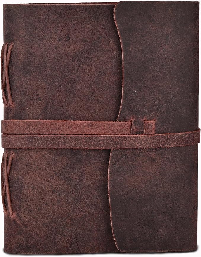 LEATHER VILLAGE Leather Bound Journal - Fuchsia, 13"X8", 220 Pages - Vintage Blank Paper Diary for Writing, Drawing, Sketchbook, and Travel Notebook - Ideal for Women and Men