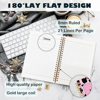 BearCake Hot Pink Leopard Preppy Notebook, Leopard Print Gifts for Women, Preppy Journal, Work Smart not Hard Hardcover Spiral Notebook 5.5x8.3, Leopard Print Office Supplies