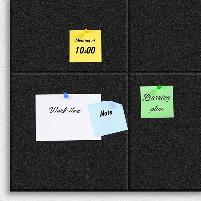 Large Office Cork Board Alternative - 47"x35"12 Pack Felt Wall Tiles Self-Adhesive Safe Removable No Damage for Wall Pin Board Tack Board Felt Cork Board for Walls or Office 48 x 36