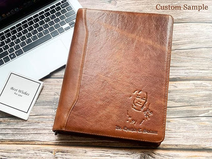 Genuine Leather Portfolio for Lefty, Leather Clipboard Custom Portfolio, Personalized Leather Binder, Legal Pad Portfolio Organizer Christmas Gift for His/Her (Clipboard, Oil Brown-Custom)
