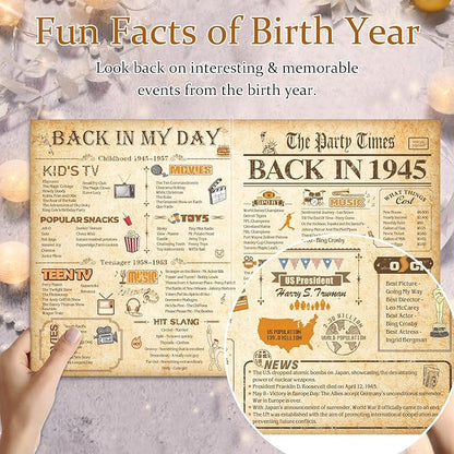 80th Birthday Card for Men Women, Funny 3D Pop Up 80th Birthday Gifts for Grandma Mom Dad, Back In 1945 Happy 80 Year Old Birthday Decorations Cards for Her Him, Classy Vintage