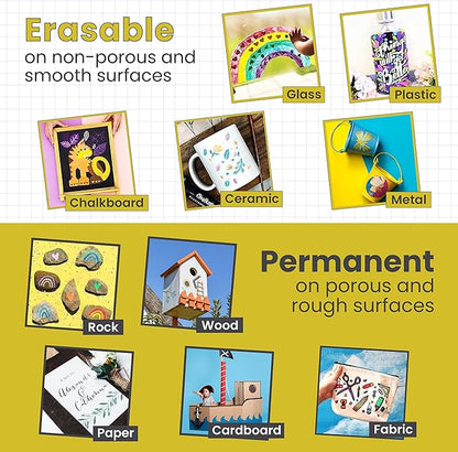 Metallic Chalk Markers (2 Pack) Liquid Chalk Pens for Blackboards, Chalkboard, Bistro Menu, Window Markers for Cars - Wet Wipe Erasable - 15mm Jumbo Nib