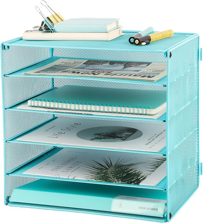 EASEPRES 5 Slot Desk Organizer Tray, Blue