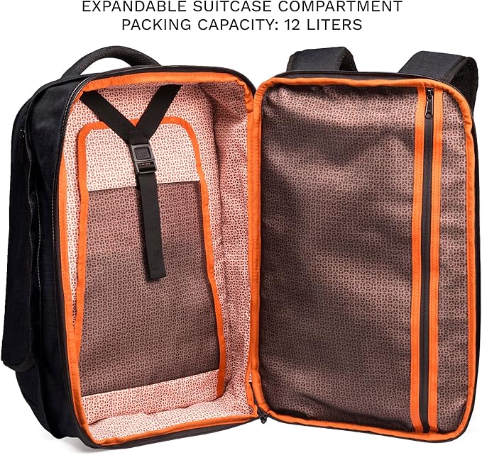 Knack Series 1 Laptop Backpack Fits up to 15 Inch - Knack Bags Carry-On Backpack, TSA Approved, Expandable Travel Backpacks With 3 Day Outfit Capacity (Stealth Black, Medium)