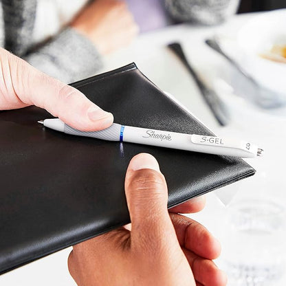 Sharpie S-Gel, Gel Pens, Drawing Pens, Gel Ink Pens For Journaling, Writing Pens, Coloring Pens, Medium Point Pens (0.7Mm), Pearl White Body, Black Gel Ink Pens, 4 Count