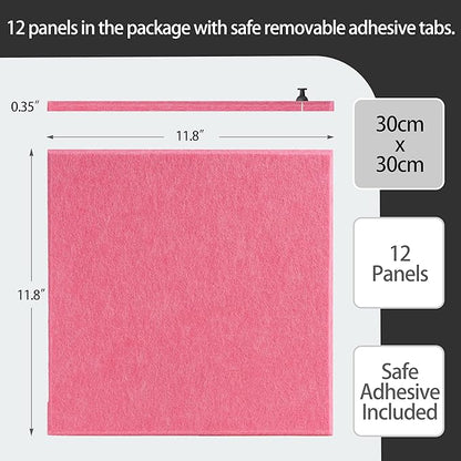 Large Felt Bulletin Board(48" x 36"),Cork Board Alternative,12 Pack Felt Wall Tiles with Safe Removable Adhesive Tabs,Notice Pin Board/Message Board/Vision Board for Office, School & Home