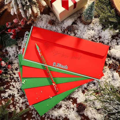 500 Pcs #10 Business Envelopes Adhesive Standard Envelopes Colored Envelopes for Office Check Invoices Letters Letterhead Invitations Announcements 4-1/8 x 9-1/2'' (Red, Green)