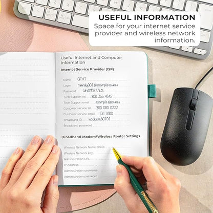 Clever Fox Password Book with Alphabetical tabs. Internet Address Organizer Logbook. Medium Password Keeper for Website Logins (Aquamarine)