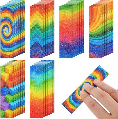 36 Pieces Anxiety Sensory Stickers Cute Fidget Textured Strips Toys Anti Stress Tactile Rough Sensory Calm Textured Strips Adhesives Anxiety Relief for Adults Teens Desk Classroom (Rainbow Style)