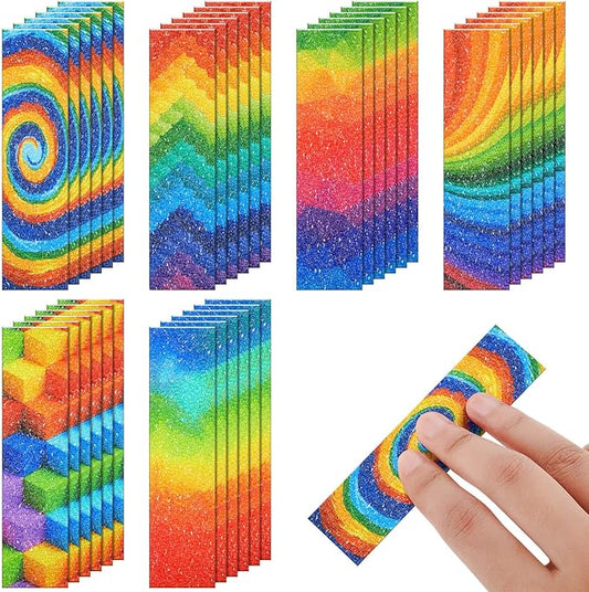 36 Pieces Anxiety Sensory Stickers Cute Fidget Textured Strips Toys Anti Stress Tactile Rough Sensory Calm Textured Strips Adhesives Anxiety Relief for Adults Teens Desk Classroom (Rainbow Style)