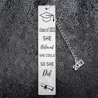 Inspirational Metal Graduation Bookmark for Women She Believed She Could So She Did Bookmark for Daughter Sister Niece