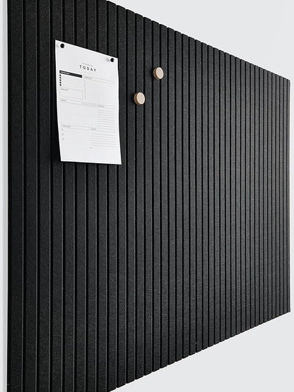 Large Cork Boards for Walls Black Felt Board Alternative - Slat Wall Paneling, Felt Bulletin Board Tiles for Office Decor, Push pin Board Office Wall Organizer -12-Pack (Black)