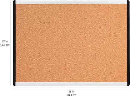 Amazon Basics Rectangular Cork board with Aluminum/Plastic Frame, 3pack, 23" x 17", Brown