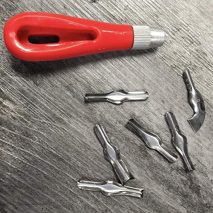 Rubber Block Stamp Carving Block Stamp Making Kit with Cutter Tools, 1 Carving Rubber Stamp for Printmaking, Printing and More