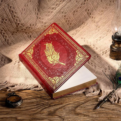 CAGIE 320 Pages Thick Hardcover Journaling Notebooks Vintage Leather Journal for Women Men A5 College Ruled Journals for Writing with Gift Box, 5.7 x 8.3 in, Red